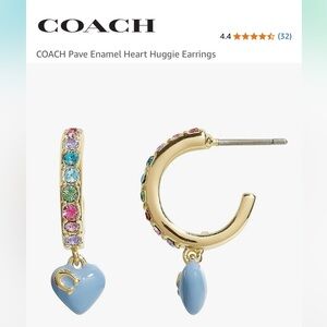 NWT Coach Pave Heart Huggie Earrings